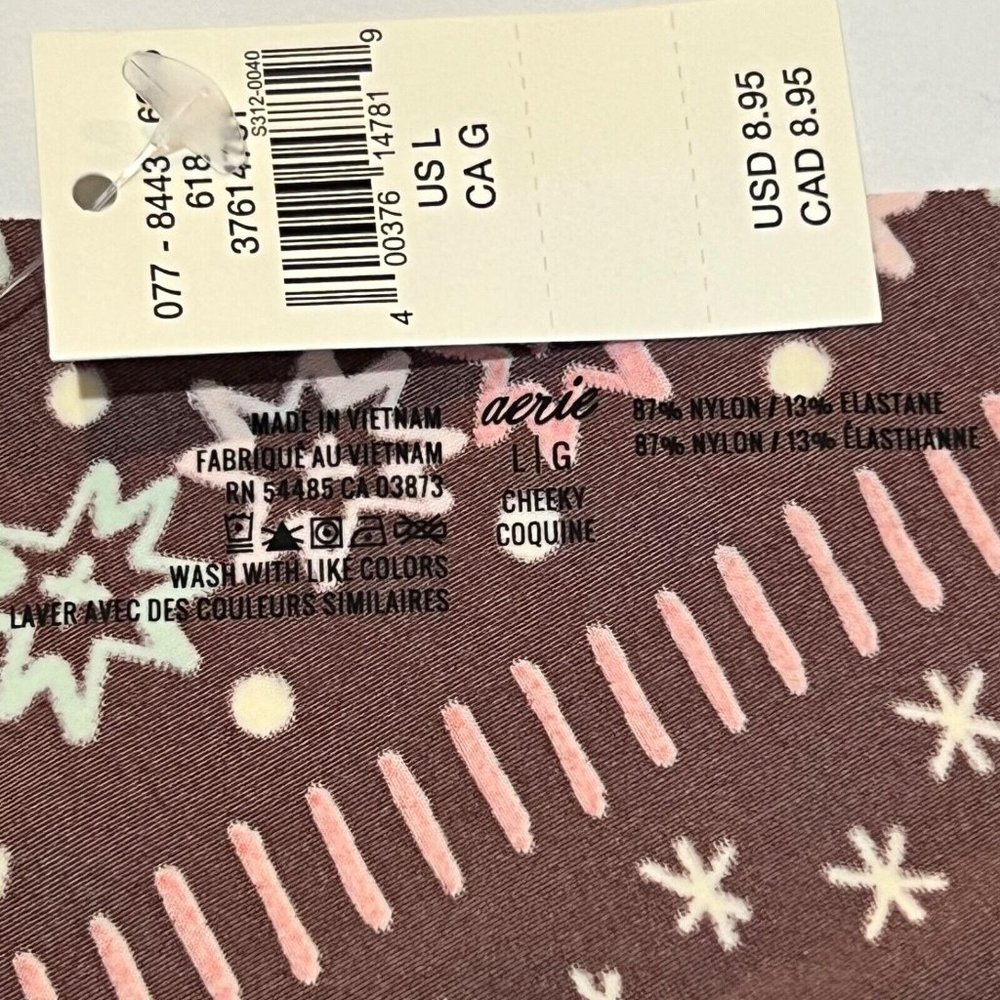 NWT AERIE Cheeky Pantie/Underwear Sz L Burgundy Red Blue - Picture 3 of 3